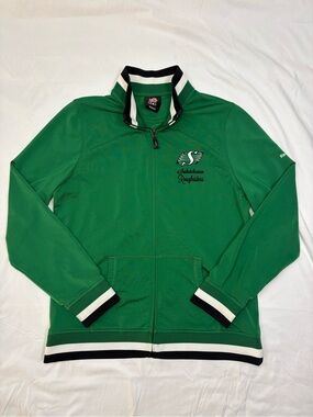 Vintage Reebok CFL Saskatchewan Roughriders Green Track Jacket Women’s Large